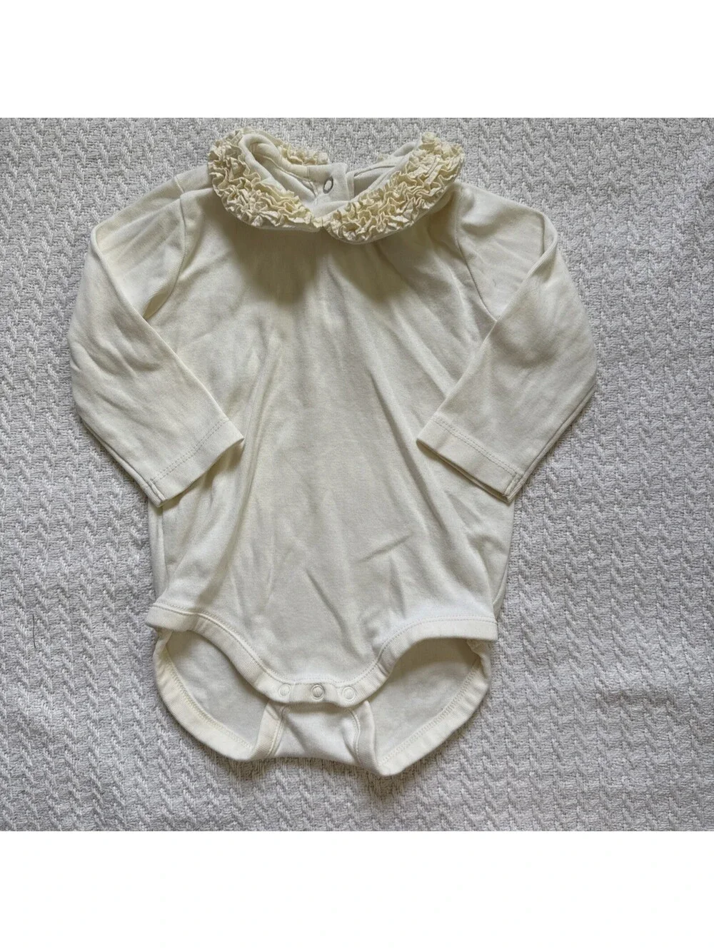 Vintage Gymboree 2004 Baby Girl Ivory Collared Long Sleeve Bodysuit 6-12M
